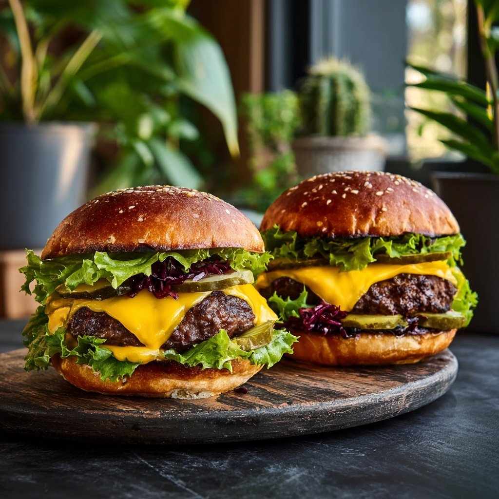 Klassische Cheeseburger Slider Duo