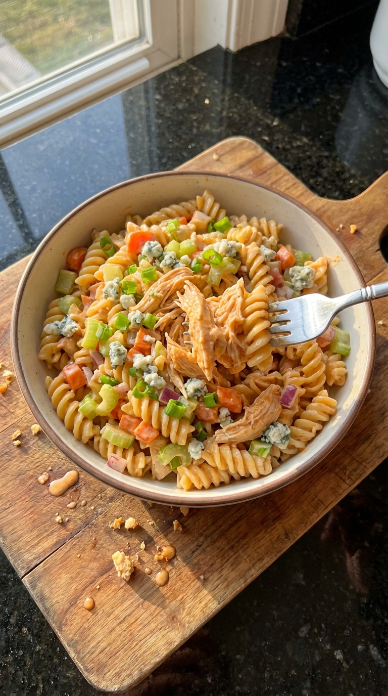 Buffalo Hähnchen Pasta Salat​