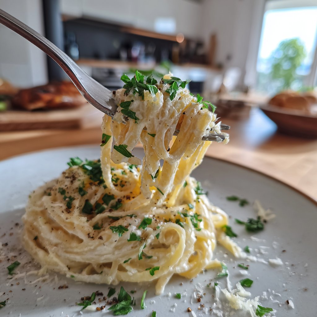 Hüttenkäse Alfredo Pasta