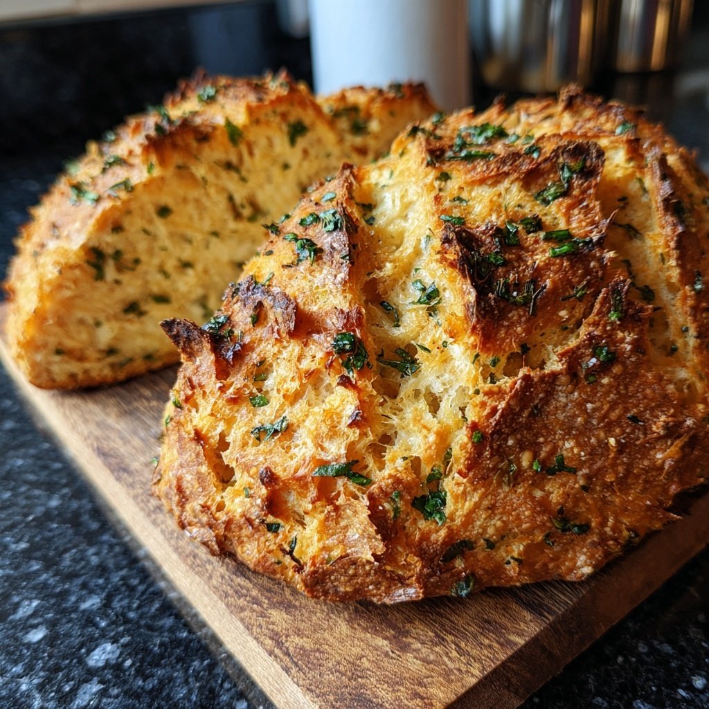 Knoblauch Brot mit Kräuter Kruste