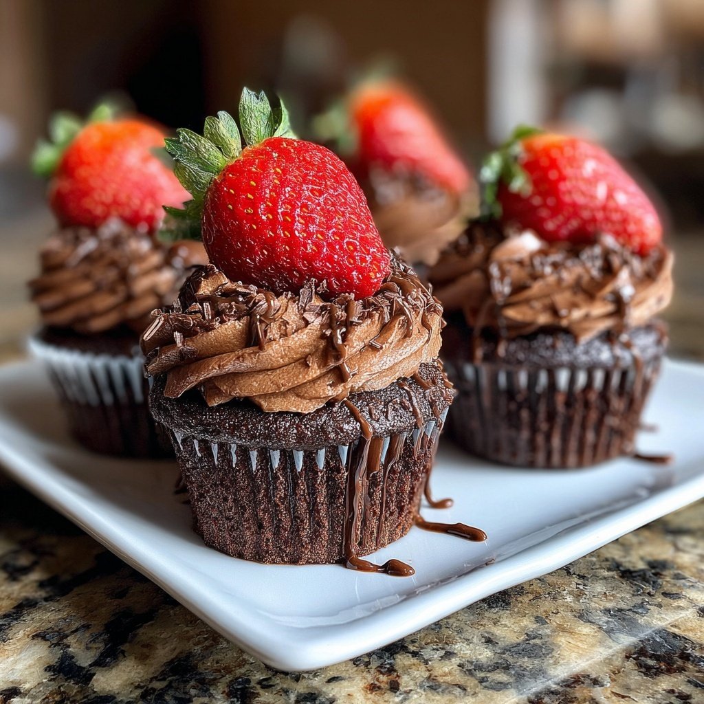 Double Chocolate Strawberry Cupcakes