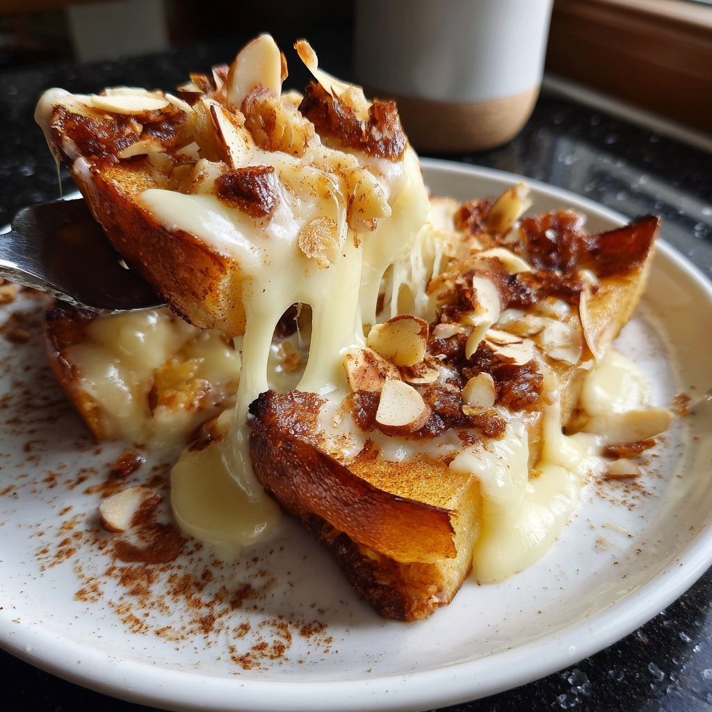 Bratapfel-Raclette mit Zimt, Vanillesoße und Mandeln​