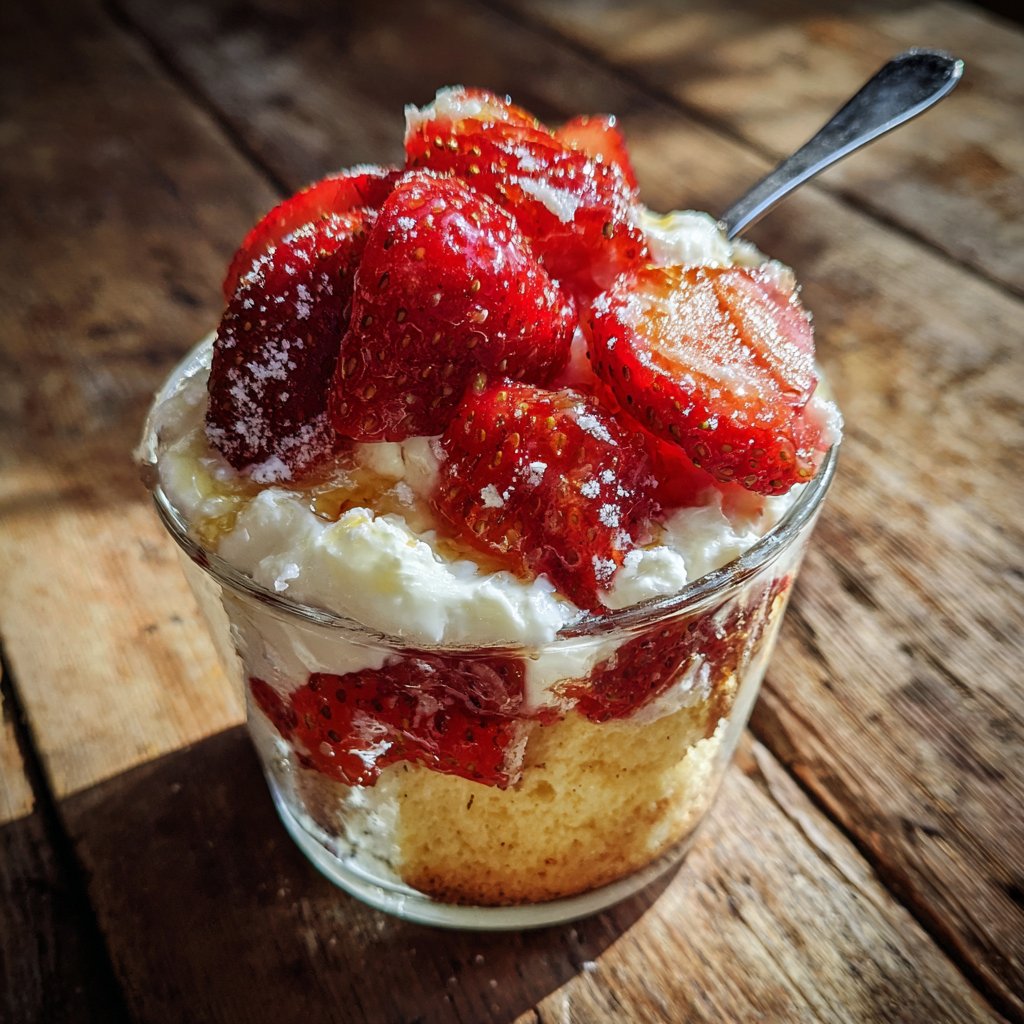 Erdbeer Shortcake Hüttenkäse Becher
