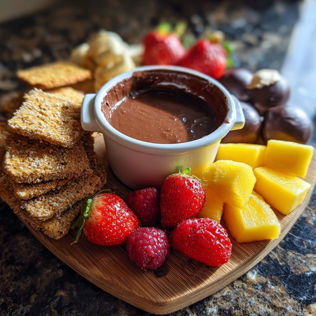 Schokoladenfondue mit frischen Früchten