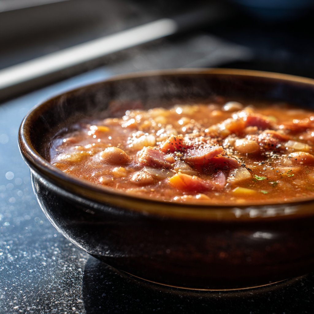 Schinken-Bohnen-Suppe mit gemütlichem Aroma