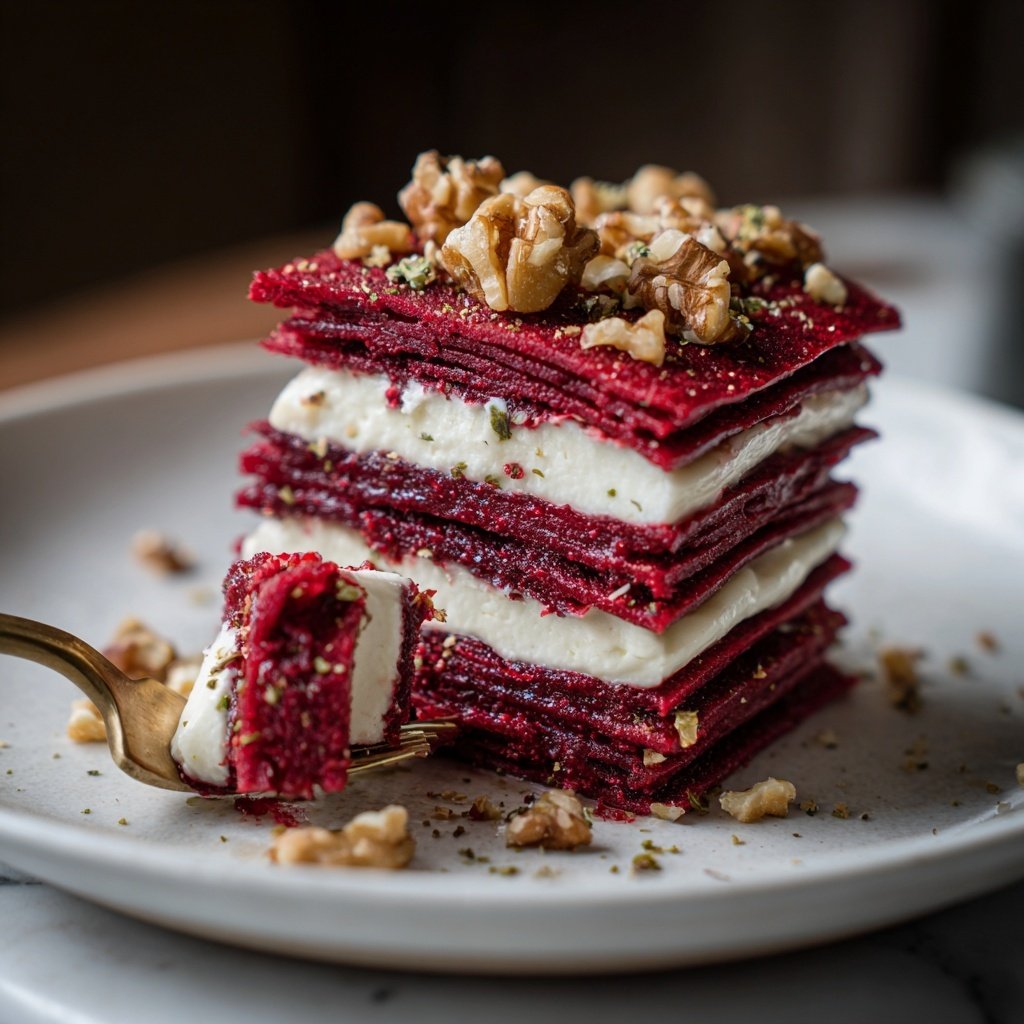 Rote-Bete-Carpaccio mit Ziegenkäse und Walnüssen