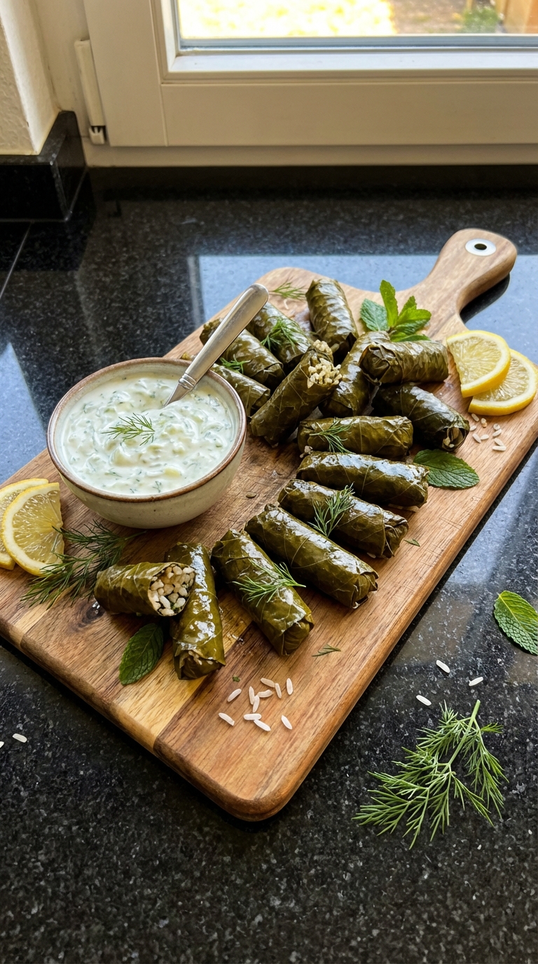 Gefüllte Weinblätter mit Tzatziki