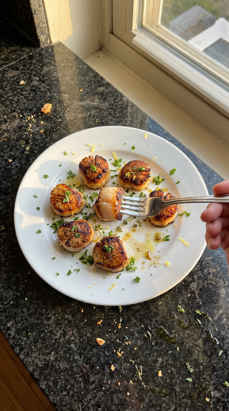 Einfaches Gericht mit Gebratenen Jakobsmuscheln​