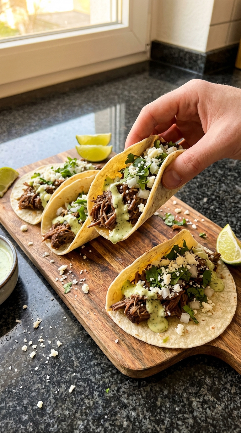 Rind Tacos mit Koriander Aioli