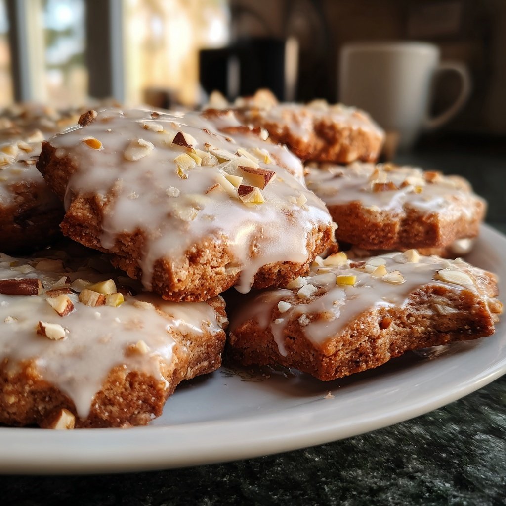 Lebkuchen-Plätzchen mit Nüssen und Zitronenglasur
