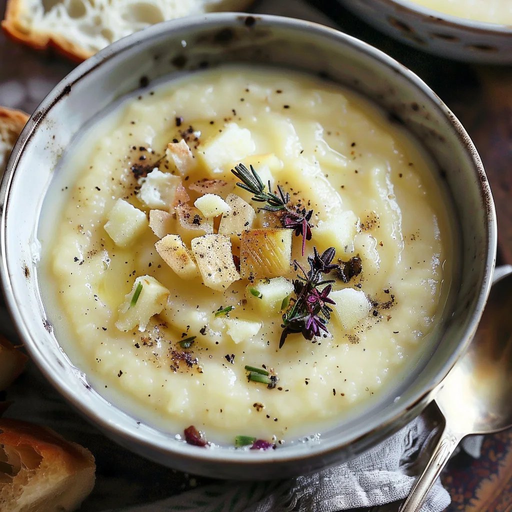 Festliche Pastinaken Apfel Suppe mit Cheddar