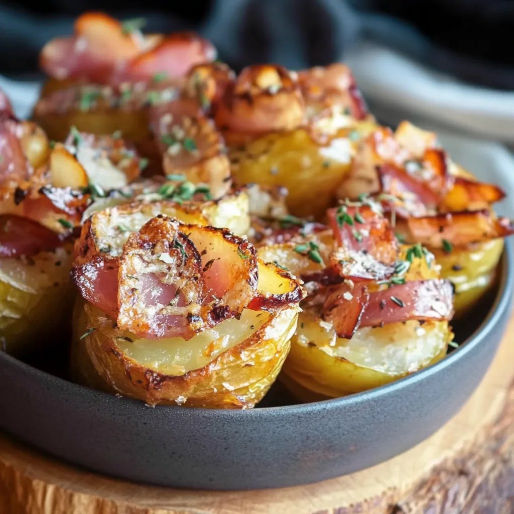 Gebackene Kartoffelrosen mit Speck und frischen Kräutern