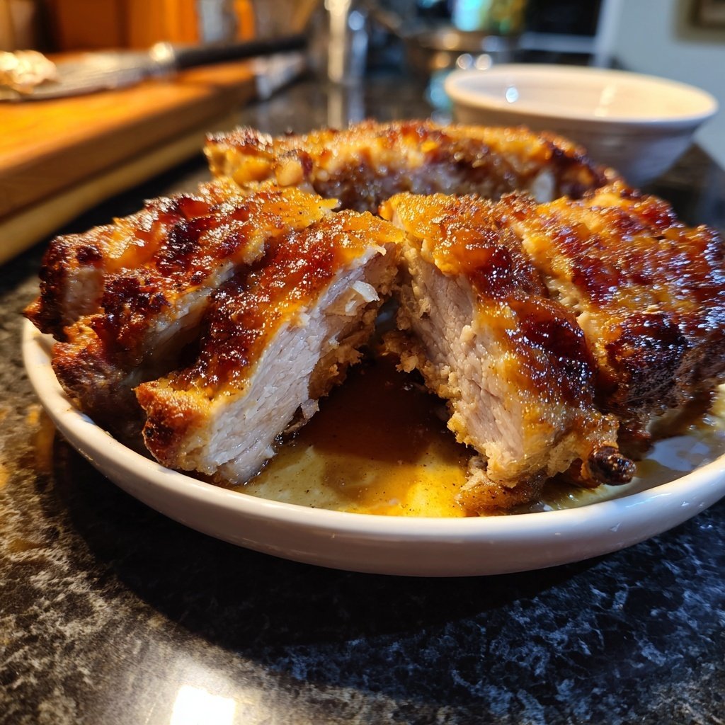 Gebratene Schweinekotelett Apfelsauce Sauce