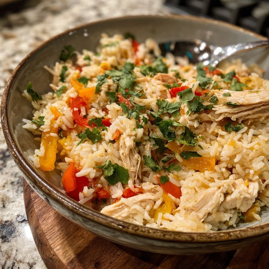 Herzhafter Huhn und Reis Bowl