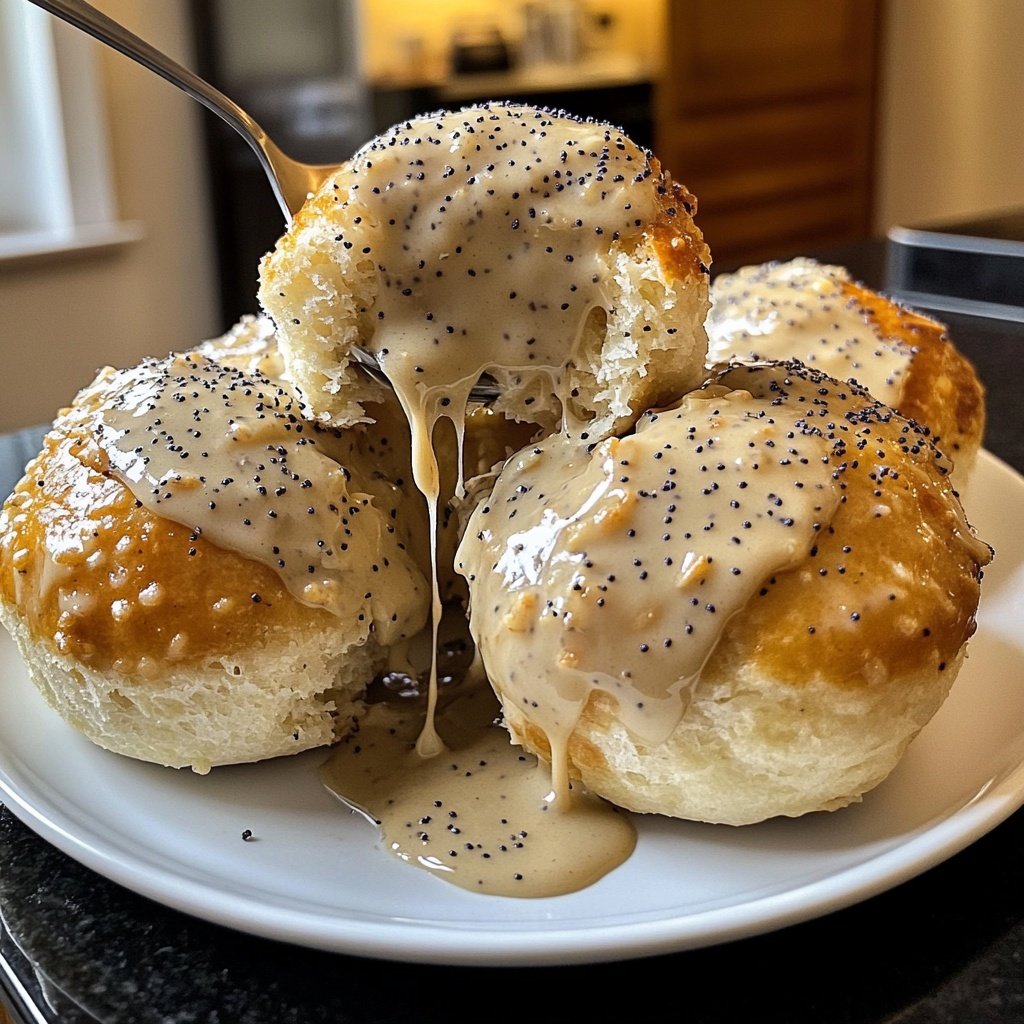 Germknödel mit Vanillesauce und Mohnzucker
